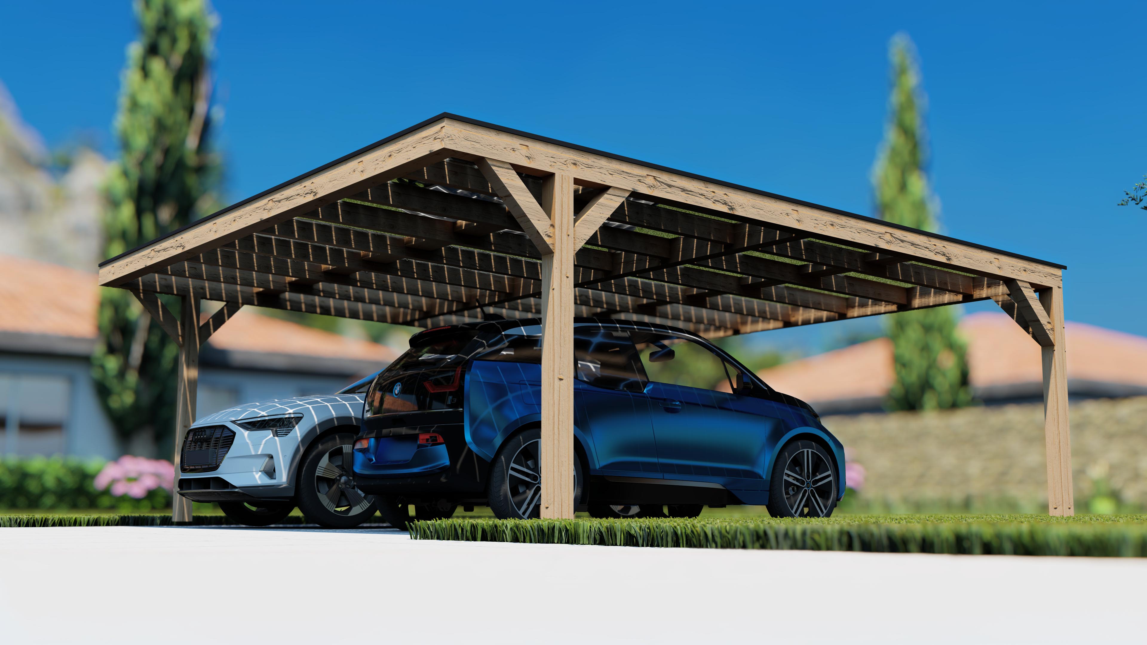 carport solaire bois - abri voiture avec panneau solaire
