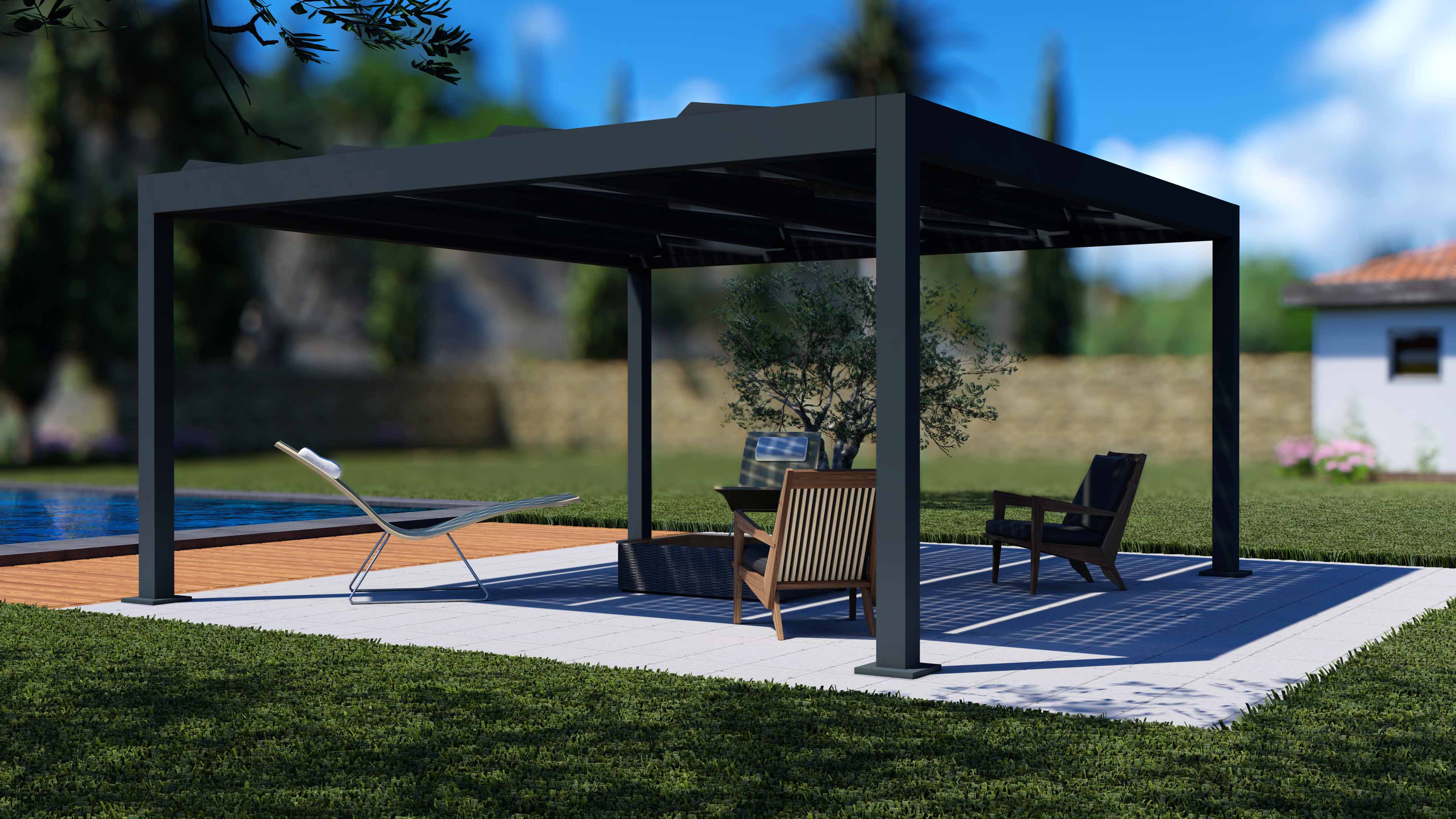 PERGOLA SOLAIRE MODERNE EN ALUMINIUM - Hympulse