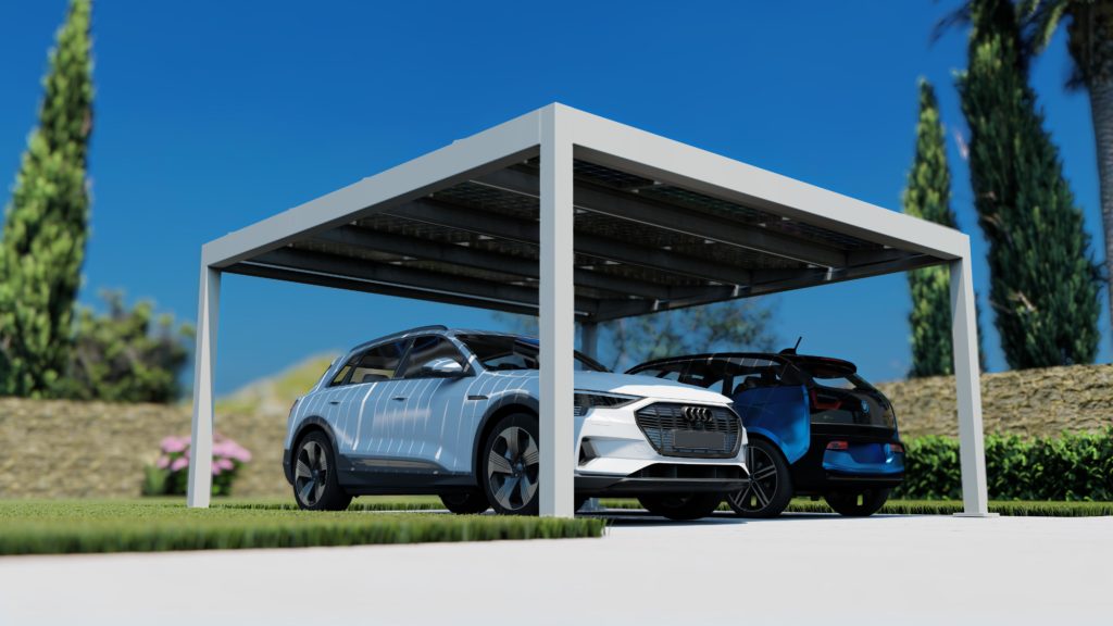CARPORT SOLAIRE MODERNE EN ALUMINIUM - Hympulse